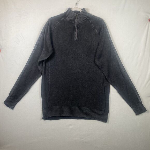BKE Men’s XL 1/4 Zip Sweater Gray Ribbed Knit Ramie Cotton Blend Style SYP9-222T - Picture 1 of 10